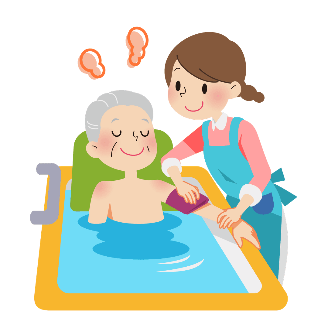 Senior mit Betreuerin